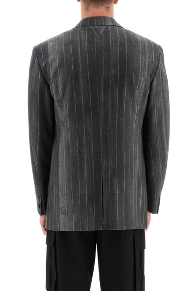 Shop Versace Flannel Single-breasted Jacket In Black
