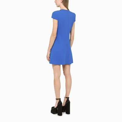 Shop Versace Short Blue Cut-out Dress