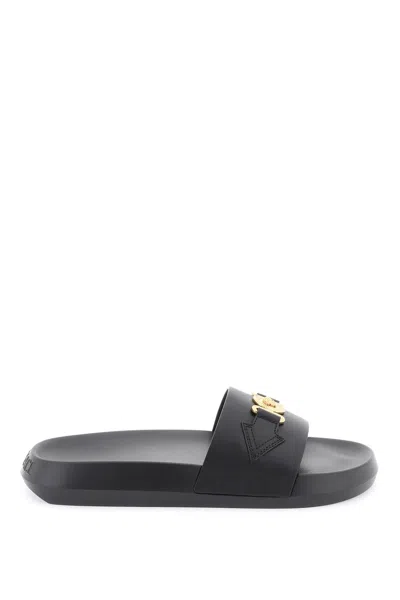 Shop Versace Black Biggie Medusa Slide Sandals For Men