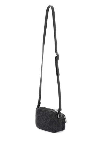 Shop Versace Black Baroque Messenger Handbag For Men