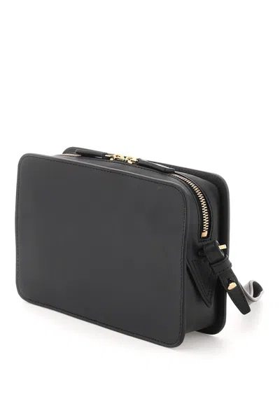 Shop Versace Black Leather Medusa Messenger Handbag For Men