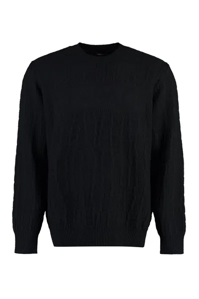 Shop Versace Men's Black Wool Crew-neck Sweater For Fw23