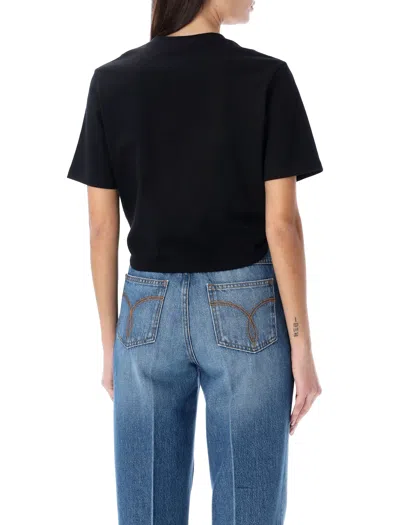 Shop Versace Black Stamp Crop T-shirt For Women