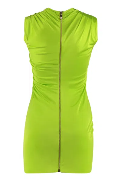 Shop Versace Green Draped Front Viscose Dress For Women