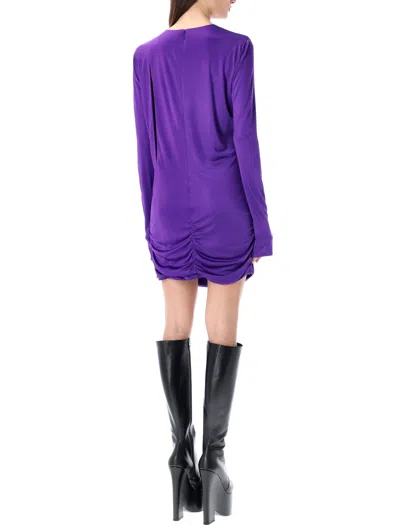 Shop Versace Elegant Orchid Purple Slashed Mini Dress For Women