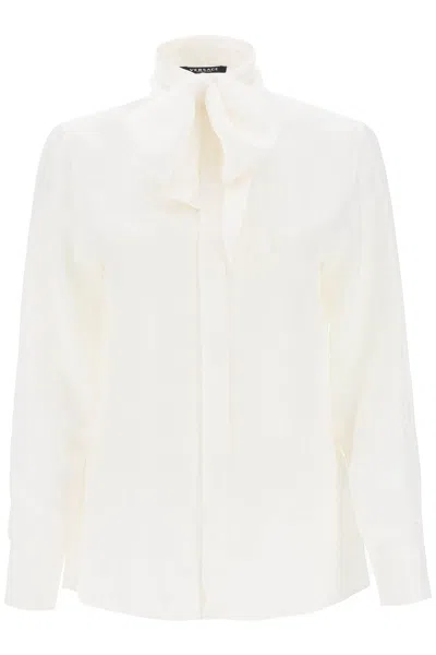 Shop Versace Feminine And Chic 'allover' Jacquard Shirt For Fall 2024 In White