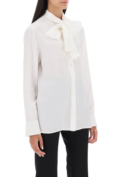 Shop Versace Feminine And Chic 'allover' Jacquard Shirt For Fall 2024 In White