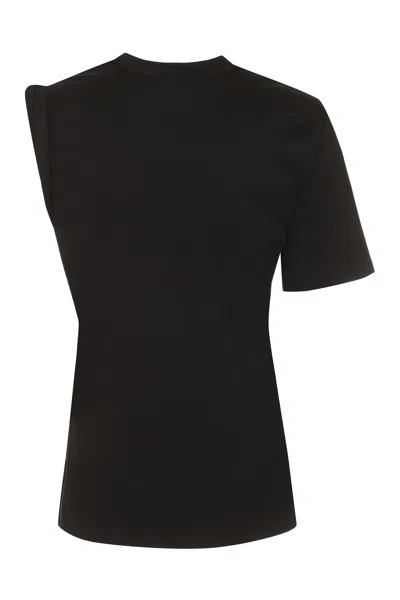 Shop Versace Feminine Printed Cotton T-shirt In Black For Ss23
