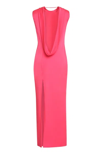 Shop Versace Fuchsia Draped Sheath Dress For Women