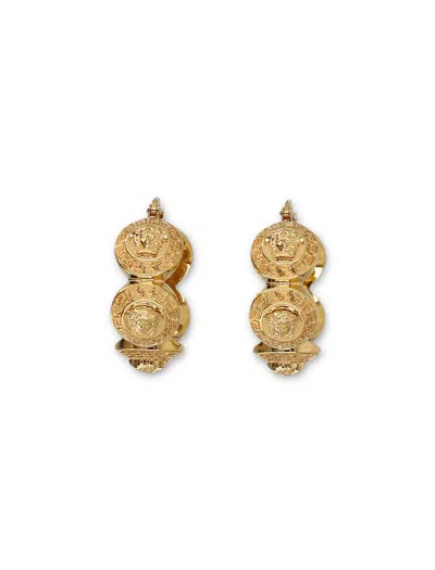 Shop Versace Grecian Gold Hoop Earrings With Medusa Emblem For Women