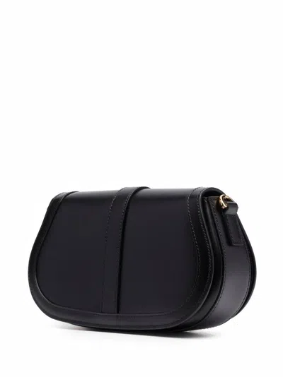 Shop Versace Greek Goddess Leather Crossbody Bag In Black