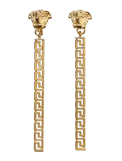 Shop Versace Greek-inspired Drop Earrings For Women In Gold