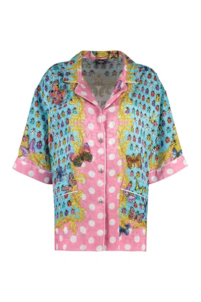 Shop Versace Multicolor Silk Blend Shirt With Heritage Print For Women
