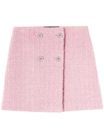 Shop Versace Light Pink Tweed Mini Skirt For Women