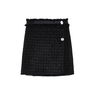 Shop Versace Luxurious Black Wool Blend Skirt For Women