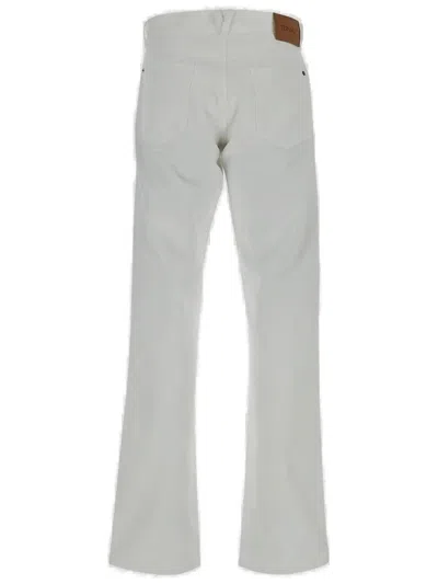 Shop Versace Pure White Non-stretch Denim Pants For Men