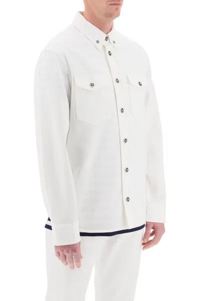 Shop Versace Men's White Denim Overshirt With Medusa Buttons
