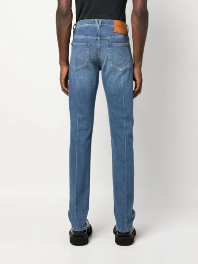 Shop Versace Mens Straight Leg Denim Jeans In Blue