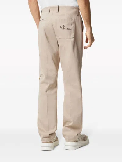 Shop Versace Nautical Logo Embroidered Informal Pants In Sand For Men