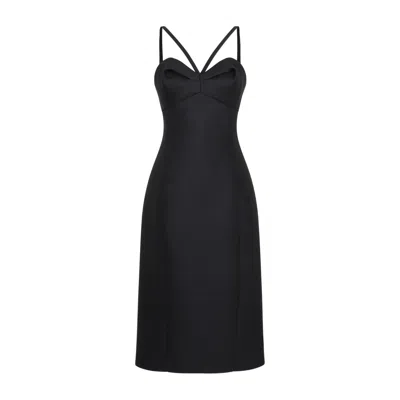 Shop Versace Sculptural Cocktail Dress | Wool & Silk Blend | Fw23 In Black