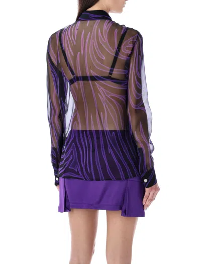 Shop Versace Sheer Zebra Silk Shirt In Violet For Women In Purple