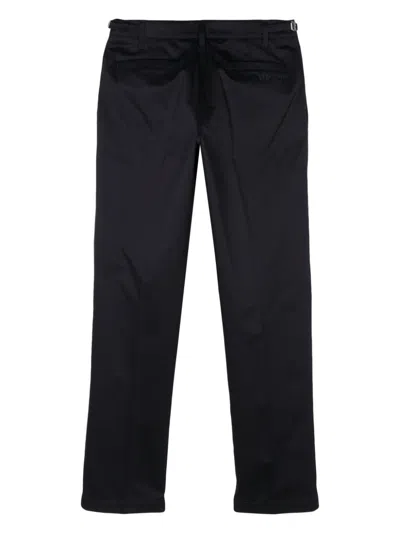 Shop Versace Signature Cotton Trousers For Men In Navy Blue
