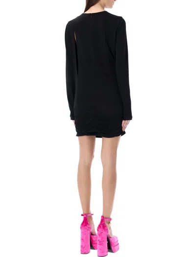 Shop Versace Slashed Mini Dress In Black For Women