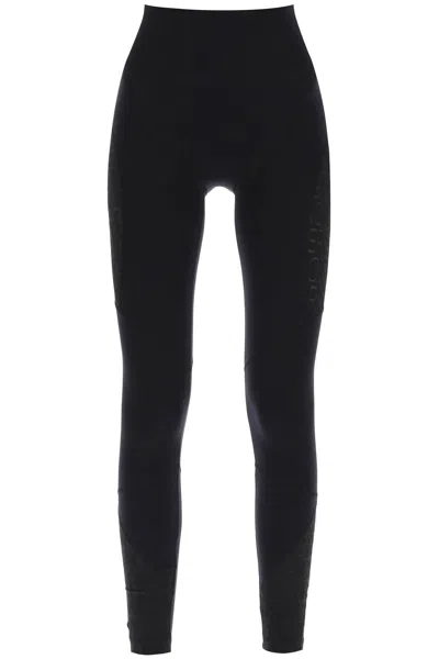 Shop Versace Stylish Black Monogram Sports Leggings For Women