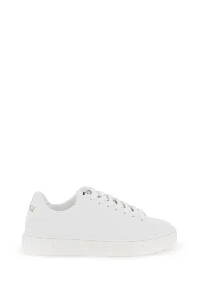 Shop Versace White Greek-inspired Sneakers For Women Made By Luxury Fashion Brand