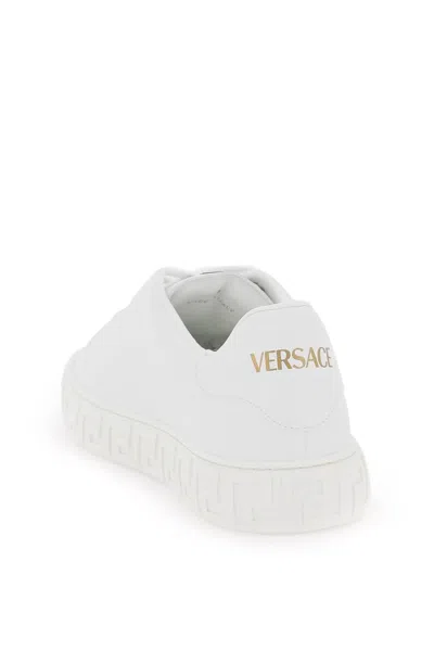 Shop Versace White Greek-inspired Sneakers For Women Made By Luxury Fashion Brand