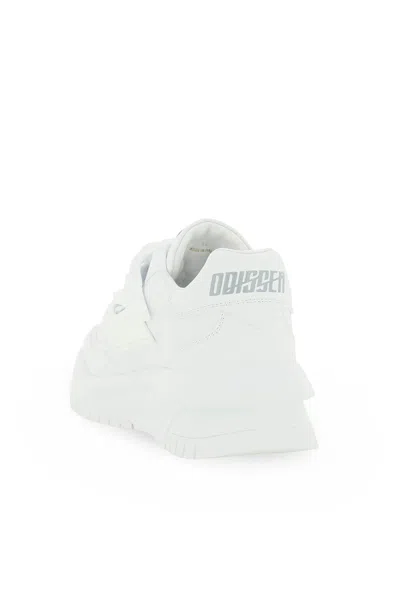 Shop Versace White Leather Slip-on Sneakers For Men | Perforated Toe Caps & Medusa Detail
