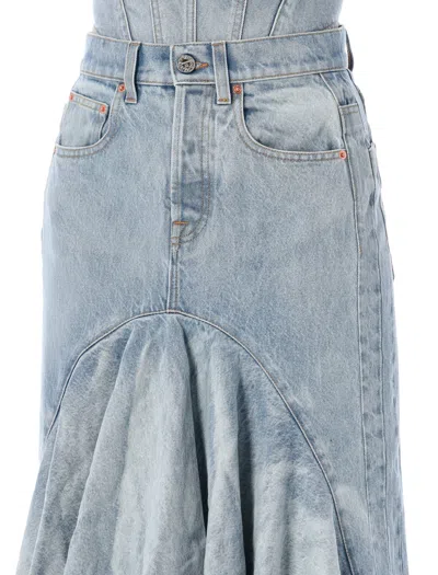 Shop Vetements Flared Denim Midi Skirt For Women In Blue