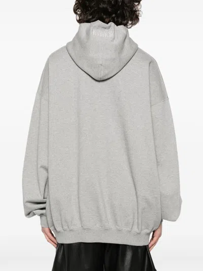 Shop Vetements Light Grey Cotton Blend Hoodie With Embroidered Logo And French Terry Lining In Gray