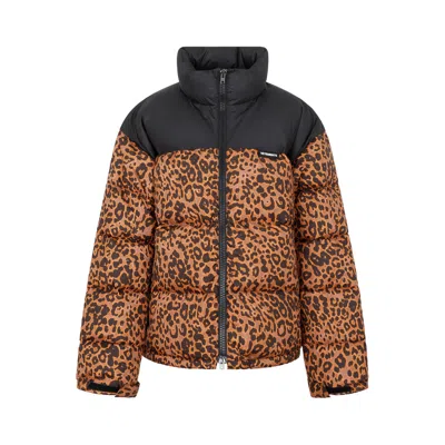 Shop Vetements Stylish Leopard Print Puffer Jacket For Women In Black