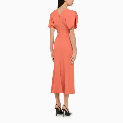 Shop Victoria Beckham Papaya Viscose Midi Dress In Orange