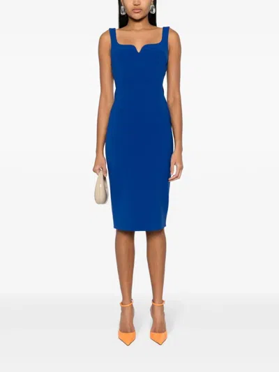 Shop Victoria Beckham Blue Sleeveless Fitted T-shirt Midi Dress For Women