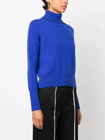 Shop Victoria Beckham Navy Fine Knit Roll Neck Jumper For Women In Blue
