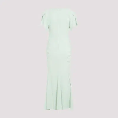 Shop Victoria Beckham Midi Viscose Dress With Gathered Front Detail In Green