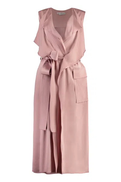 Shop Victoria Beckham Pink Midi Dress With Belt For Women