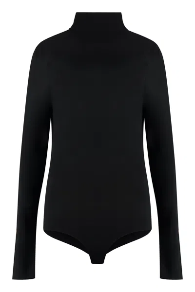Shop Victoria Beckham Ultra Chic Black Merinos Wool Knit Bodysuit
