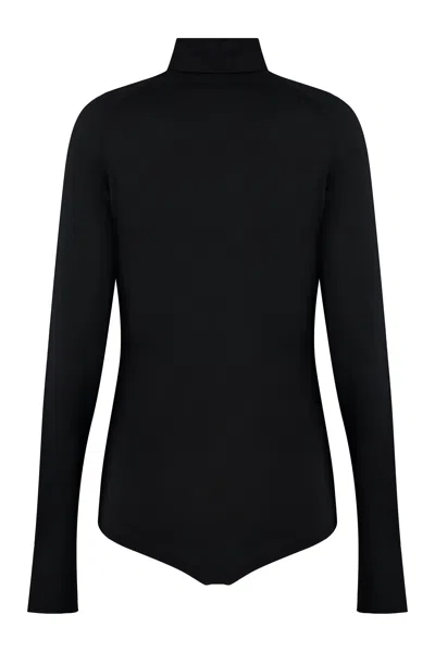 Shop Victoria Beckham Ultra Chic Black Merinos Wool Knit Bodysuit