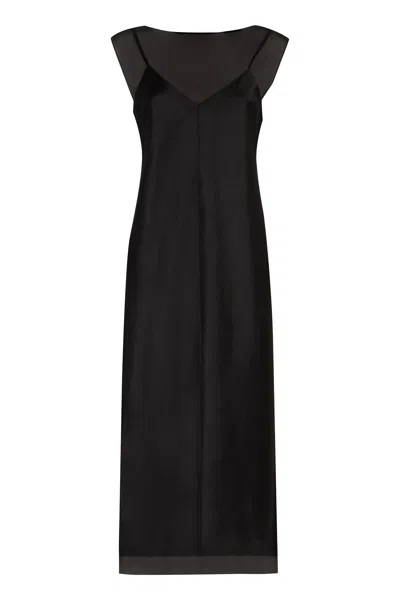 Shop Vince Black Chiffon Dress With Tulle Details For Women