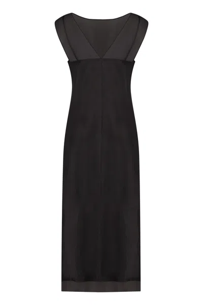 Shop Vince Black Chiffon Dress With Tulle Details For Women