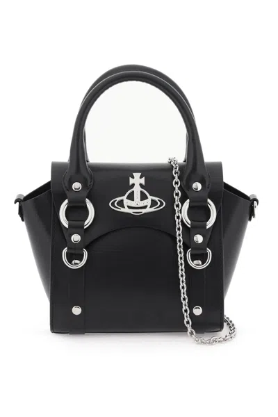 Shop Vivienne Westwood Black Leather Betty Handbag With Iconic Orb And Metal Studs