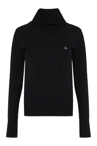 Shop Vivienne Westwood Black Ribbed Turtleneck Sweater For Women
