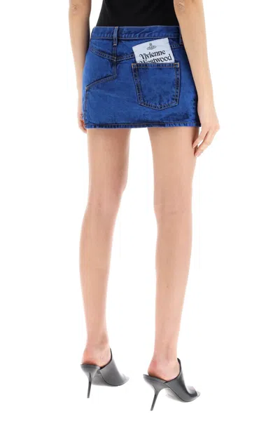 Shop Vivienne Westwood Blue Denim Foam Mini Skirt For Women