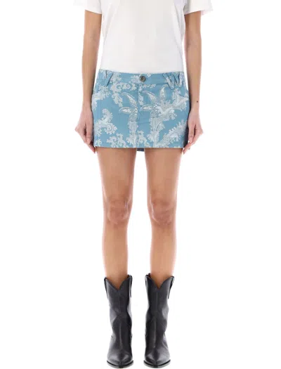 Shop Vivienne Westwood Cotton Foam Printed Mini Skirt In Blue Coral For Women In Blue_coral