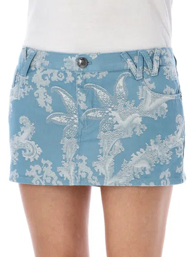 Shop Vivienne Westwood Cotton Foam Printed Mini Skirt In Blue Coral For Women In Blue_coral