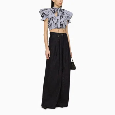 Shop Vivienne Westwood Bow And Shoulder Contrast Print Cotton Top For Women In Multicolor