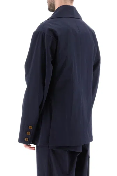 Shop Vivienne Westwood Oversized Cotton Twill Caban For Men In Blue